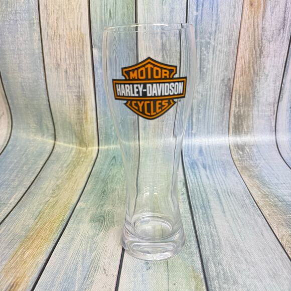 Harley Davidson Core Bar & Shield Logo Pilsner Glass Beer Tall Glass Vintage - Picture 8 of 8